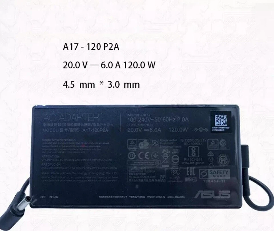 Job Lot of X2 ASUS 120W 90' Round Tip AC Adapters - A17-120P2A