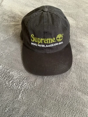 Кепка Supreme x Timberland один размер регулируемая шляпа черный вышитый логотип - Изображение 1 из 4
