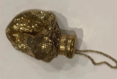 Bolso de noche vintage de malla dorada Whiting & Davis con parte superior expandible Art Deco Foto 1 de 4