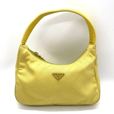 Bolso Hobo Deportivo Prada Tessuto Mini Nylon MV515 Amarillo Auténtico Monedero Foto 1 de 4