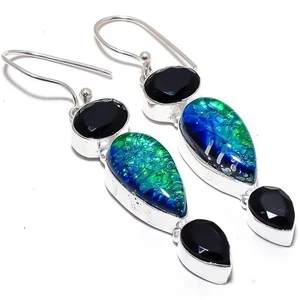 Pendiente de joyería de plata esterlina 925 con piedras preciosas de ónix... - Imagen 1 de 5