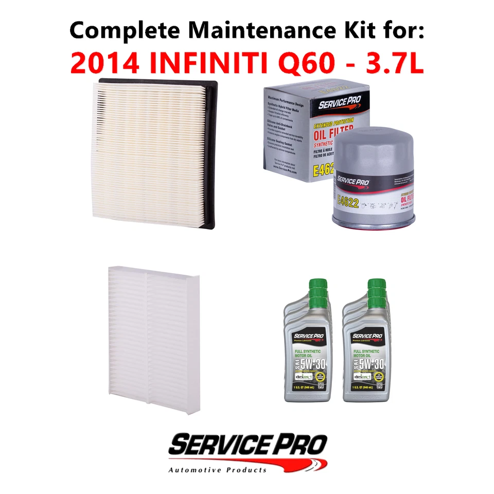 2014 INFINITI Q60 3.7L Complete Air, Oil & Cabin Filter Kit (5W-30) - Image 1 of 4