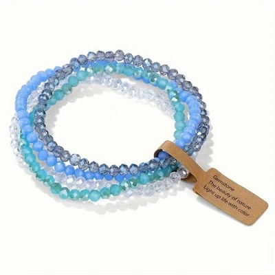 Women's Colored Glass Beaded Bracelet Retro Fashion Stacked Bracelet Jewelry  - Image 1 of 4