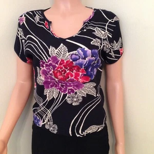 Blumen Pullover Oberteil Chaudry Stretch Rippstrick mit Perlenstickerei & Pailletten heutiger Stil - Bild 1 von 9