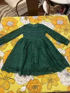 Trish Scully Child Dress Emerald Lace Tule Lined Size 4 - Picture 1 of 12
