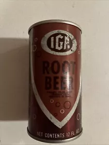 Vintage 1970s IGA Root Beer Soda Tin Can Empty Opened Display - Picture 1 of 6
