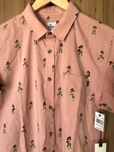 Hawaii Hula Beach Rip Curl Button Down Print Tiki Island Shirt Size Medium NWT - Picture 1 of 7