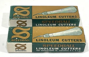 VTG Lot 2 No. 1 Speedball Linoleum Cutter Tools 2 Blades Orig Box No. 4131 USA - Picture 1 of 5
