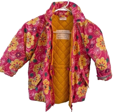 Abrigo Hannah Andersson Niña 4T Invierno Puffer Rosa con Flores Amarillas Foto 1 de 4