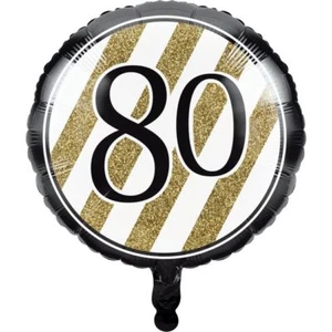Black and Gold 80th Birthday Foil Balloon 18" 80 Birthday Party Decoration - Picture 1 of 1