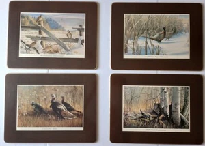Vintage Set Clover Leaf Table Mats In Box Game Bird Scenes RARE Tablemats - Picture 1 of 6