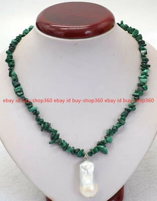Collar de perlas barrocas gemas irregulares de malaquita verde natural 18-28" Foto 1 de 4