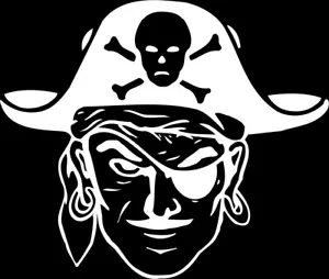 Pirate Mascot 1 Color Window Wall Vinyl Decal Sticker Printed Graphic - Picture 1 of 5