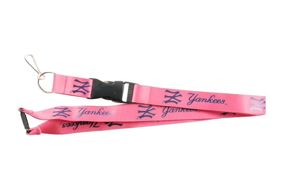 MLB New York Yankees Blue Pin Strip on Pink Lanyard Keychain 24" " by Aminco