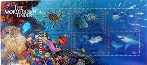 AUSTRALIA WORLD DOWN UNDER STAMPS 1995 MNH SHARK MARINE LIFE SEA TURTLE MARLIN - Picture 1 of 1