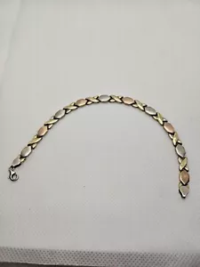 Vtg 10k 925 Bracelet Hugs Kisses - Picture 1 of 7