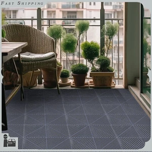15.75'' x15.75'' Square Interlocking Garage Floor Tiles 25PCS Deck Water Drainge - Picture 1 of 21