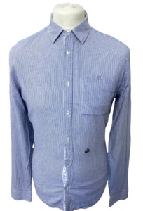 DIESEL Size Xl Shirt Blue Striped Long Sleeved 100% Cotton Men's Mint - Picture 1 of 12