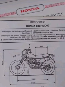 Motorcycle Honda XL 250 R MD03 1982 CARD Original Homologation DIAGRAM SPECS Bike - Picture 1 of 5