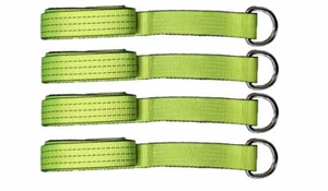 (4) Correas de lazo verdes Hi-VIZ de 8' con anillos en D correas de amarre de elevación de rueda para camión de remolque - Imagen 1 de 3