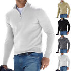 Spring Autumn Mens 1/4 Zip Pullover Sweatshirt V-Neck Jacket Warm Fleece Sweater