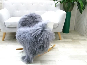 2 x DYED GREY ICELANDIC SHEEPSKIN RUG CHAIR SOFA HIDE SKIN LAMBSKIN, 2x550G - Picture 1 of 16