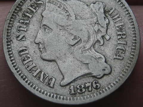 1876 Three 3 Cent Nickel 3CN- Fine Details Cover