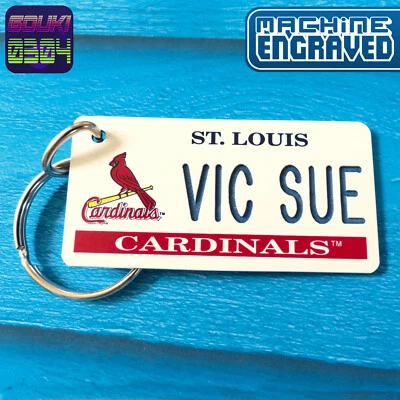 Personalized St Louis Cardinals Keychain Tag- Custom Name Engraved- MLB Key Ring - Image 1 of 4