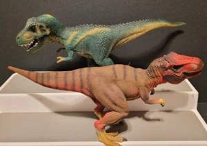 (2) Schleich T-Rex Tyrannosaurus Rex Red/Green Dinosaur 11" Figure Lot - Picture 1 of 7