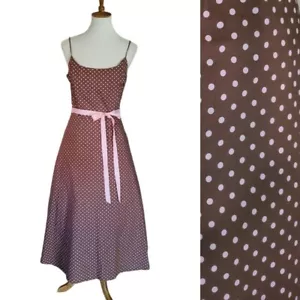 Jessica Howard 90er braunes und rosa Tupfen-Fit und Flare Midi-Kleid - Bild 1 von 7