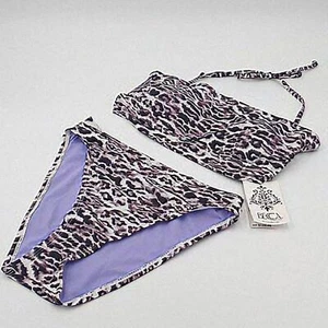 BECCA Bikini Set Womens Medium Leopard Print Bandeau High Waist Bikini 2-Piece - Picture 1 of 14