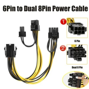 5 X PCIE 6 pin Female to Dual PCI-E 8(6+2)pin Male GPU Power Cable Splitter US - Picture 1 of 8