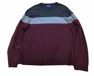 apt 9 sweater Seriously soft mens size large super soft striped Dark Red/Grey - Picture 1 of 7