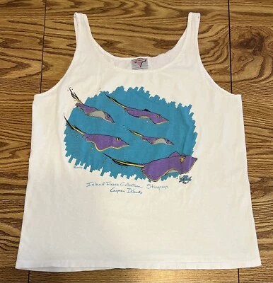 Island Boyz VTG T Shirt Tank Top White Cayman Islands Stingray Fisher Collection - Image 1 of 4