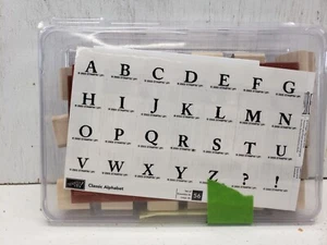 Set 56 francobolli vintage Stampin Up 2003 alfabeto classico in astuccio di plastica belli - Foto 1 di 4