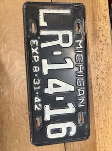 Michigan License Plate/ Exp.8-31-42/LR-14-16 - Picture 1 of 24