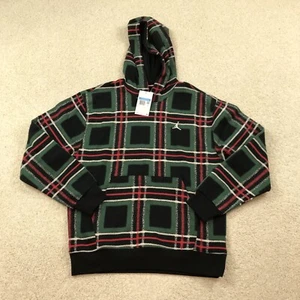 Air Jordan Plaid Fleece Pullover Hoodie Mens Medium Holiday FV7458-010 - Picture 1 of 7