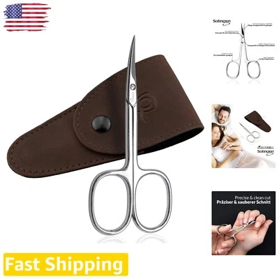 Juego de tijeras profesionales de hoja curva con mango de cuero y práctico estuche Foto 1 de 4