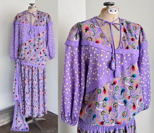 Diane Freis Lavender Drop Waist Maxi Dress Size Medium Vintage Designer Dress - Picture 1 of 9