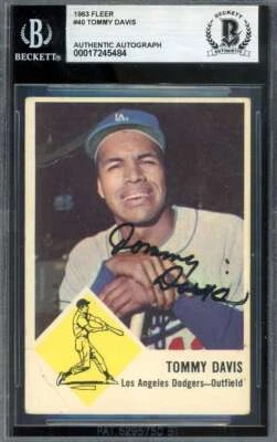 Tommy Davis Beckett BAS Signed 1963 Fleer Autograph - Image 1 of 2