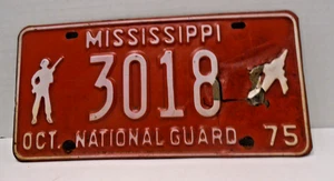 Vintage National Guard Car Tag 1975 MS Color Red - Picture 1 of 3