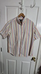 Lands' End Men's Seersucker Shirt Button-Down Collar Size L Large Multi Colored  - Picture 1 of 10