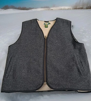 Chaleco Cabela’s Para Hombres XL Gris Mezcla de Lana Forrado Sherpa Bolsillos con Cremallera Completa Leer Foto 1 de 4