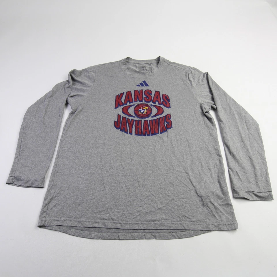 Kansas Jayhawks adidas Aeroready Long Sleeve Shirt Men's Gray Used - Image 1 of 1