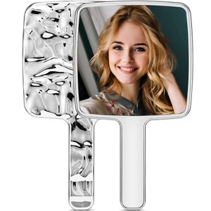 Handheld Mirror, Water Ripples Hand Mirror with Handle for Make up, Square, S... - Picture 1 of 9
