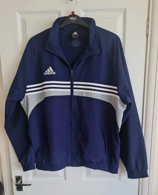 ADIDAS, WINDBREAKER, SOFTSHELL JACKET, MEN'S LARGE,  BLUE STRIPED - Image 1 of 4