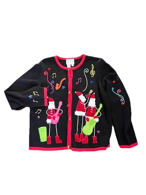 Vintage MCX Christmas Santa Music Sweater Cardigan Teacher Academia Grandma L - Image 1 of 4
