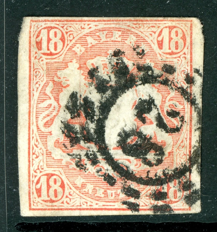 Alemania Estados 1867 Baviera 18Kr Red Scott #22 VFU M430 Foto 1 de 4