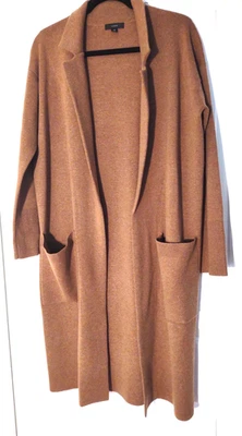 J Crew  Long Brown Cotton Wool Blend Open Cardigan Knit Duster Eloise XS - Image 1 of 4