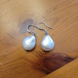 Splendidi orecchini pendenti da donna in argento sterling 925 con perle bianche d'acqua dolce - Foto 1 di 6